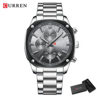 CURREN Stainless Steel Watch with Timer Calendar Luminous Hands And Stainless Steel Bracelet