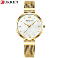 CURREN 9067 Minimalist Quartz Watch for Ladies, Stylish Alloy Mesh Stainless Steel Strap Wristwatch