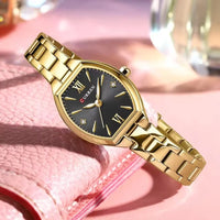 CURREN 9112 Minimalist Ladies' Quartz Watch, Barrel-shaped Waterproof Wristwatch with Roman Numeral