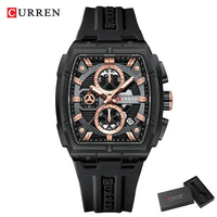 CURREN Original Silicon Strap Multi-functional Dialn Auto Date Design Men's Watch Sports Chronograph Watches