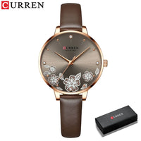 CURREN Watches for Woman Fashion Waterproof Clock Top Brand Luxury Creative Romantic Flower Dial Wristwatch Gift 9068