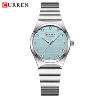 CURREN Luxury Classic Quartz Watch for Women Round Dial with Rhinestones Stainless Steel Bracelet Elegant Dress Wristwatch