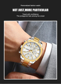 CURREN Stainless Steel Watch with Timer Calendar Luminous Hands And Stainless Steel Bracelet