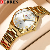 CURREN Women Watch Top Brand Luxury Lady Girl Wristwatch Elegant Stainless Steel Bracelet Waterproof Casual Female Clock 9095