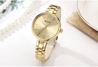 CURREN 9017 Roman Numeral Quartz Watch for Ladies, Waterproof Minimalist Casual Wristwatch with Stainless Steel Strap