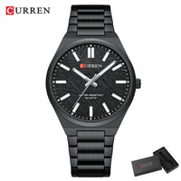 CURREN Men’s Business Watch Textured Black Dial Quartz  Wristwatch Stainless Steel Luminous Male Dress Watch Relogio Masculino