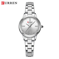 CURREN Simple Round Dial Fashion Dress Quartz Watches for Ladies with Stainless Steel Bracelet Luxury Wristwatches