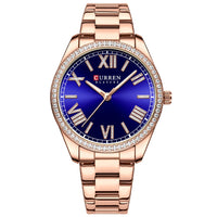 CURREN NEW Luxury Quartz Women's Bracelet Wristwatches with Rhinestone Dial Elegant Luminous Hands Stainless Steel Watches