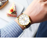 CURREN 8365 Men's Minimalist Calendar Water-Resistant Quartz Watch, Business Style with Leather Strap