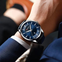 CURREN 8365 Men's Minimalist Calendar Water-Resistant Quartz Watch, Business Style with Leather Strap