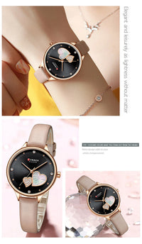CURREN 9077 Ultra-thin Quartz Watch for Ladies, Waterproof Minimalist Small Dial Round Wristwatch