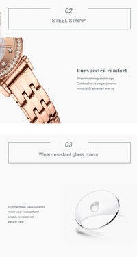 CURREN Top Brand Ladies Simple Fashion Quartz Watch Stainless Steel Classic Elegant Diamond Waterproof Ladies Watch Reloj Mujer