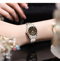 CURREN 9111 Luxury Women's Quartz Watch Ultra-Thin Waterproof Small Dial Watch with Rhinestone Embellishments