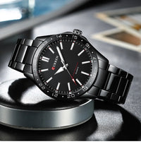 CURREN 8452 Men Quartz Watch Simple Fashion Leisure Business Clock Black Silvery Stainless Steel Strap Wristwatch for Male