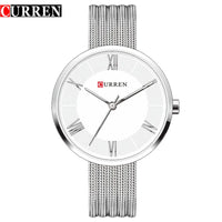 CURREN 9020 Small Dial Quartz Watch for Ladies, Waterproof Elegant Mesh Strap Fashion Wristwatch