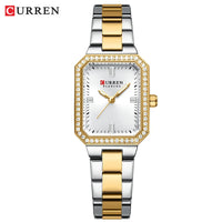 CUREEN New Luxury Lady's Watches Elegant Waterproof Quartz Watch Rectangular Dial Female Clock Gold