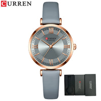 CURREN New Leather Watch Women Watches Ladies Creative Quartz Bracelet Wristwatches Female Waterproof Clock Relogio Feminino