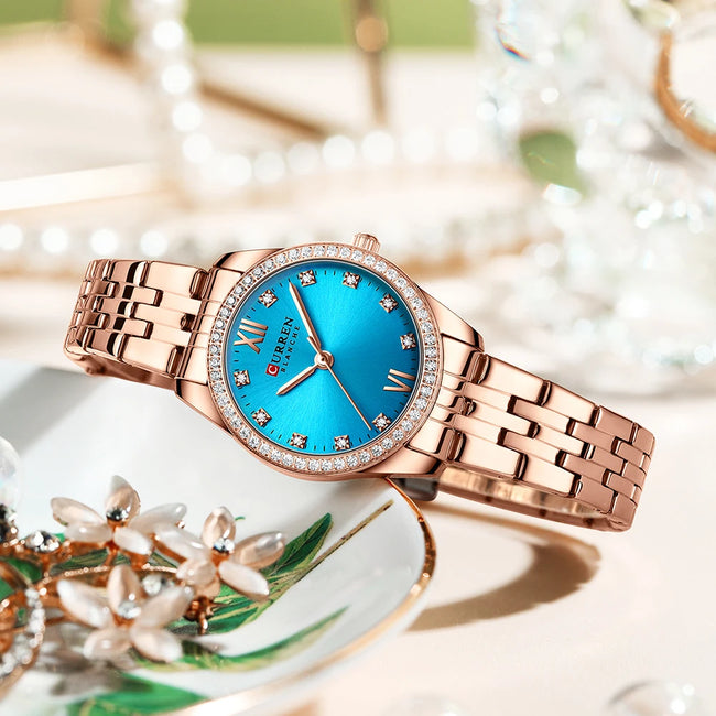 CURREN Top Brand Ladies Watch Elegant Stainless Steel Bracelet Simple Waterproof Ladies Business Watch Relogio Feminino