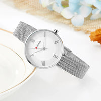 CURREN 9020 Small Dial Quartz Watch for Ladies, Waterproof Elegant Mesh Strap Fashion Wristwatch