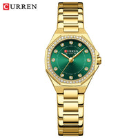CURREN Luxury Elegance Watch for Women Simple Quartz Wristwatches with Sparkling Rhinestones Stainless Steel Bracelet Waterproof