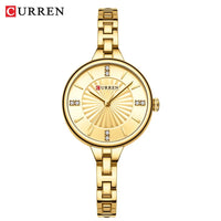 Ladies small dial chain watch waterproof round simple for women Simple Romantic Rhinestone Dial with Stainless Steel Bracelet