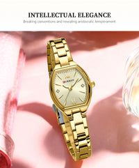 CURREN Simple Quartz Watch for Women Luxury Vintage Wristwatch Luminous Hands Stainless Steel Bracelet Women's Dress Watch