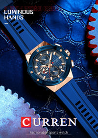 CURREN 8462 Top Luxury Quartz Men's Watch Silicone Strap Multifunctional Timing Code Classic Luminous Waterproof Men's Watch