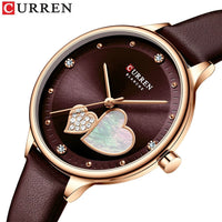 CURREN 9077 Ultra-thin Quartz Watch for Ladies, Waterproof Minimalist Small Dial Round Wristwatch