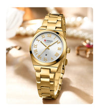 CURREN Fashionable Quartz Watches for Women Roman Numerals Simple Elegant Stainless Steel Braclete Ladies Wristwatch