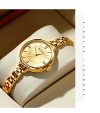 Ladies small dial chain watch waterproof round simple for women Simple Romantic Rhinestone Dial with Stainless Steel Bracelet