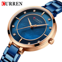 CURREN Women Watches Top Brand Luxury Ladies Wrist Quartz Watch Stainless Steel Classic Bracelet Female Clock Clear 9051