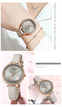 CURREN 9077 Ultra-thin Quartz Watch for Ladies, Waterproof Minimalist Small Dial Round Wristwatch