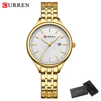 CURREN Fashion Brand Ladies Two Tone Watches Simple Quartz Waterproof Wristwatch for Women with Auto Date
