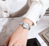 CURREN 9094 Small Dial Quartz Watch for Ladies, Waterproof Round Minimalist Wristwatch with Stainless Steel Strap