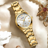 CURREN Women Watch Top Brand Luxury Lady Girl Wristwatch Elegant Stainless Steel Bracelet Waterproof Casual Female Clock 9095