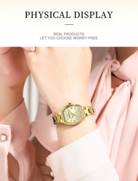 CURREN Simple Quartz Watch for Women Luxury Vintage Wristwatch Luminous Hands Stainless Steel Bracelet Women's Dress Watch