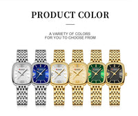 CURREN Fashion Rectangular Ladies Watches New Quartz Waterproof Stainless Steel Strap Wristwatch for Women