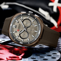 CURREN Men's Watch New Luxury Quartz Clock Original Silicone Sports Multi Functional Waterproof Luminous Date Timer Wrist Watch