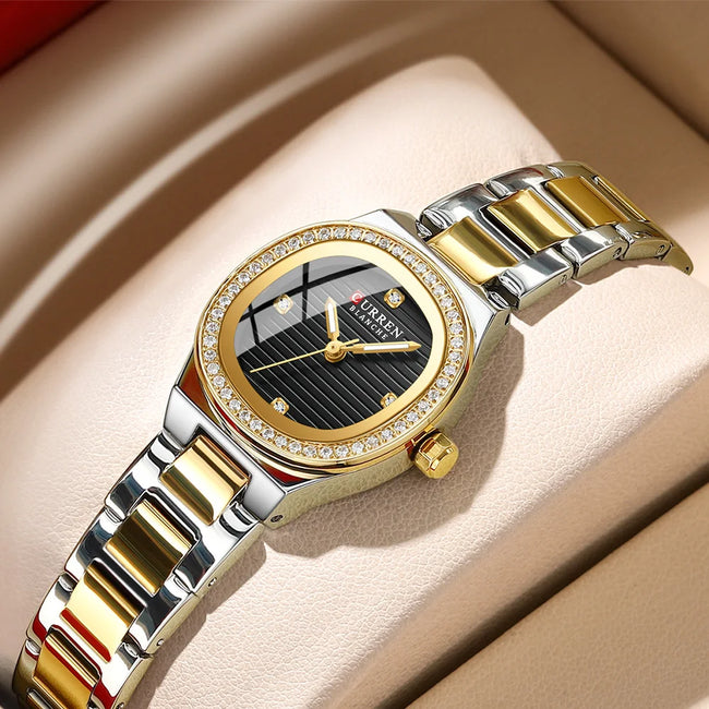 CURREN Round Mini Dial Quartz Watch Ladies Simple Casual Alloy Case Wristwatch Stylish Fashion Gift for Women Montres Femmes