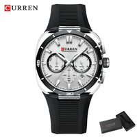 CURREN Men's Watch New Luxury Quartz Clock Original Silicone Sports Multi Functional Waterproof Luminous Date Timer Wrist Watch