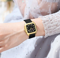 CURREN 9113 Women's square small dial watch waterproof quartz watch silicone watch strap fashionable and simple wristwatch