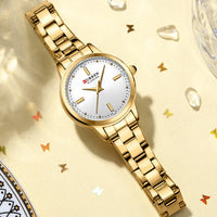 CURREN 9094 Small Dial Quartz Watch for Ladies, Waterproof Round Minimalist Wristwatch with Stainless Steel Strap