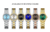 CURREN Luxury Elegance Watch for Women Simple Quartz Wristwatches with Sparkling Rhinestones Stainless Steel Bracelet Waterproof