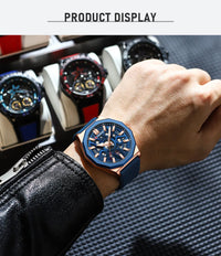 CURREN 8437 Unisex Minimalist Quartz Watch Polygonal Skeleton Sports Waterproof Silicone-Strap Wristwatch