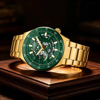 CURREN Skeleton Hollow Dial Automatic Mechanical Watch for Men 42mm Stainless Steel Band Business Sport Wristwatch with Luminous