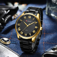 CURREN Gold Men's Watch Top Brand Luxury Gold Quartz Stainless Steel Waterproof Business Fashion Simple Watch Relogio Masculino
