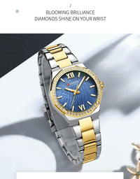 Women's Watch CURREN 2025 Romantic Luxury Dial with Rhinestones Stainless Steel Band Slim Wristwatch for Ladies Waterproof