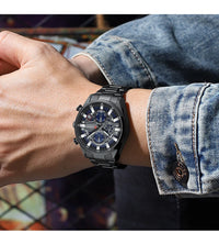CURREN Luxury Men's Chronograph Watch Quartz Movement Stainless Steel Band with 43mm Dial Fashion Sports Wristwatch