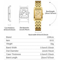 CURREN Luxury Rectangle Women Quartz Watch Stainless Steel Bracelet with Roman Dial Elegant Ladies Wristwatch Gift for Female