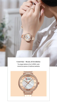 CURREN Fashion Women Watch Top Brand Luxury Lady Girl Wristwatch Original Stainless Steel Bracelet Classic Female Clock 9087